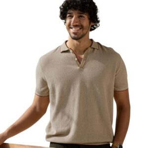 Andamen Men's Black Viscose Solid Slim Fit Polo