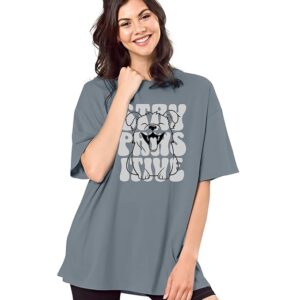 SHODOX® Women’s Oversized Drop Shoulder Printed T-Shirt | Soft, Breathable & Light Weight Cotton Blend | Loose Fit Stylish Top for Girls with Premium Graphic Print